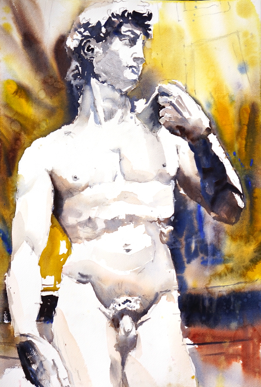 David, Michelangelo, Modern Art, Watercolour